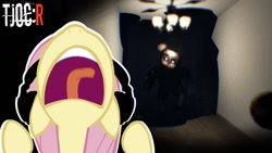 Size: 1280x720 | Tagged: safe, artist:vannamelon, imported from derpibooru, fluttershy, pegasus, pony, crossover, five nights at freddy's, game, headphones, ignited freddy, nose in the air, open mouth, reaction, reaction image, screaming, the joy of recreation: reborn, vector, youtube, youtube link