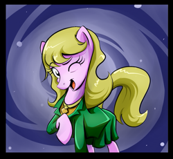 Size: 687x632 | Tagged: safe, artist:wigmania, imported from derpibooru, earth pony, pony, looking at you, one eye closed, patty larcene, solo, wink, winking at you