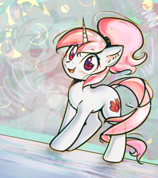 Size: 3034x3395 | Tagged: safe, artist:mirroredsea, imported from derpibooru, oc, oc only, oc:candy blossom, pony, unicorn, cute, female, gift art, looking at you, mare, ocbetes, smiling, solo, zoom layer