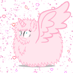 Size: 768x768 | Tagged: safe, edit, editor:crossovercartoons, imported from derpibooru, oc, oc only, oc:fluffle puff, alicorn, fluffy pony, pony, alicorn wings, alicornified, background, confused, cute, derp, flufflecorn, heart, horn, race swap, shrunken pupils, simple background, solo, spread wings, stars, white background, wings