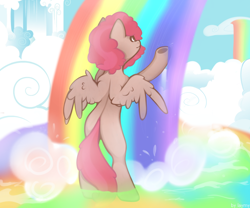 Size: 6000x5000 | Tagged: safe, artist:laymy, imported from derpibooru, oc, oc only, pegasus, pony, absurd resolution, cloud, liquid rainbow, not pinkie pie, rainbow waterfall, solo