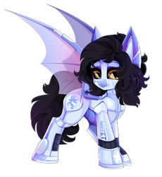 Size: 4600x5000 | Tagged: safe, alternate version, artist:xsatanielx, imported from derpibooru, oc, oc:mitzy, bat pony, pony, robot, robot pony, bat pony oc, bat wings, commission, female, simple background, transparent background, wings