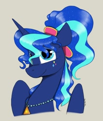 Size: 1100x1300 | Tagged: safe, artist:sinrar, imported from derpibooru, princess luna, alicorn, pony, between dark and dawn, 80s, 80s princess luna, bust, cute, female, mare, portrait, solo