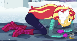 Size: 927x501 | Tagged: safe, imported from derpibooru, screencap, sunset shimmer, equestria girls, equestria girls series, holidays unwrapped, spoiler:eqg series (season 2), ass, bunset shimmer, butt, cropped, saving pinkie's pie, solo