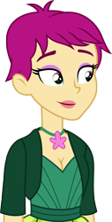 Size: 2000x3948 | Tagged: safe, alternate version, artist:luckreza8, imported from derpibooru, grassy knoll (character), grassy knoll (g4), equestria girls, equestria girls series, twilight under the stars, spoiler:eqg series (season 2), breasts, cleavage, clothes, female, happy, jewelry, necklace, simple background, solo, transparent background, vector