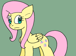 Size: 910x672 | Tagged: safe, artist:cmara, imported from derpibooru, fluttershy, pegasus, pony, female, green background, mare, raised eyebrow, simple background, solo