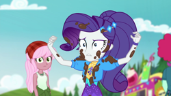 Size: 1920x1080 | Tagged: safe, imported from derpibooru, screencap, oxford brush, rarity, raspberry lilac, equestria girls, equestria girls series, lost and pound, spoiler:eqg series (season 2), background human, female, food truck, lost and pound: rarity, male, outdoors