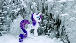 Size: 2048x1152 | Tagged: safe, imported from derpibooru, photographer:pakapaka1993, rarity, pony, irl, photo, plushie, snow, solo