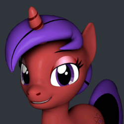 Size: 720x720 | Tagged: safe, artist:oc1024, imported from derpibooru, oc, oc only, oc:rose nucleus, pony, unicorn, 3d, animated, gif, gray background, one eye closed, simple background, source filmmaker, wink