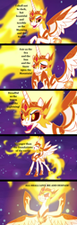Size: 1280x3720 | Tagged: safe, edit, edited screencap, imported from derpibooru, screencap, daybreaker, alicorn, pony, a royal problem, comic, fire, galadriel, lord of the rings, magic, nightmare, quote, screencap comic, stars, text