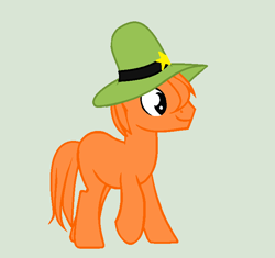 Size: 722x679 | Tagged: safe, artist:moonlight136866draws, imported from derpibooru, pony, blank flank, crossover, hat, orange fur, orange mane, ponified, simple background, solo, wander (wander over yonder), wander over yonder