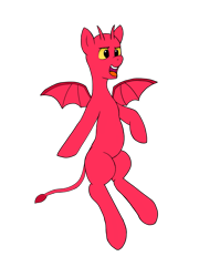 Size: 1191x1494 | Tagged: safe, artist:alviniscute, imported from derpibooru, oc, oc only, oc:demon steel, demon, demon pony, original species, bat wings, evil laugh, furless, laughing, simple background, smug, solo, transparent background, wings