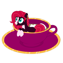 Size: 1700x1700 | Tagged: safe, artist:katelynleeann42, imported from derpibooru, oc, oc only, oc:painted lilly, earth pony, pony, cup, cup of pony, female, food, mare, marshmallow, micro, nonbinary, simple background, solo, transparent background