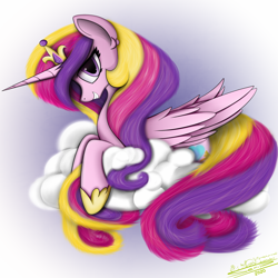 Size: 4000x4000 | Tagged: safe, artist:ser-p, imported from derpibooru, princess cadance, alicorn, pony, absurd resolution, cloud, cute, looking at you, smiling, smiling at you, solo