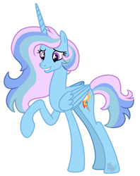 Size: 1024x1295 | Tagged: safe, artist:blues-edits, artist:pure-blue-heart, imported from derpibooru, princess celestia, rainbow dash, alicorn, pony, base used, fusion, simple background, transparent background