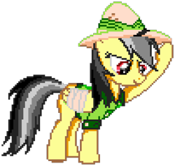 Size: 1050x1000 | Tagged: safe, artist:epicvon, imported from derpibooru, daring do, pegasus, pony, bandage, bandaged wing, clothes, female, hat, manepxls, mare, pixel art, pxls.space, simple background, solo, transparent background, wings