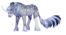 Size: 2800x1500 | Tagged: safe, artist:uunicornicc, imported from derpibooru, oc, oc only, classical unicorn, pony, unicorn, cloven hooves, crystal horn, horn, leonine tail, simple background, solo, unshorn fetlocks, white background