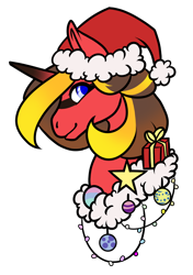 Size: 1024x1453 | Tagged: safe, artist:oneiria-fylakas, imported from derpibooru, oc, oc only, oc:oneiria fylakas, pony, bust, christmas, female, hat, holiday, mare, portrait, santa hat, simple background, solo, transparent background