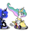 Size: 860x1017 | Tagged: safe, artist:buttonmash, imported from derpibooru, princess celestia, princess luna, alicorn, pony, cart, cute, duo, female, kart, mario kart, racing, speed, super mario bros.