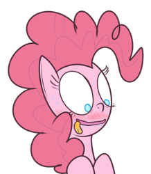 Size: 536x616 | Tagged: safe, artist:mr-degration, imported from derpibooru, pinkie pie, earth pony, pony, blushing, female, simple background, solo, sweat, tongue out, transparent background