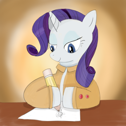 Size: 800x800 | Tagged: safe, artist:addelum, imported from derpibooru, rarity, pony, unicorn, dexterous hooves, drawing, female, pencil, solo