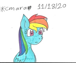 Size: 926x772 | Tagged: safe, artist:cmara, imported from derpibooru, rainbow dash, pegasus, pony, female, mare, simple background, solo, traditional art, wat, white background