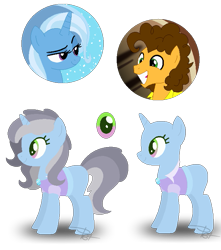 Size: 657x744 | Tagged: safe, artist:pegasister64, imported from derpibooru, cheese sandwich, trixie, oc, oc:smokey mirrors, unicorn, base used, cheesetrix, female, mare, offspring, parent:cheese sandwich, parent:trixie, parents:cheesetrix, simple background, transparent background