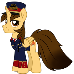 Size: 9506x9457 | Tagged: safe, artist:ejlightning007arts, imported from derpibooru, oc, oc only, oc:ej, alicorn, pony, alicorn oc, clothes, conductor, conductor hat, crossover, horn, looking at you, male, mr. conductor, simple background, stallion, thomas and the magic railroad, thomas the tank engine, transparent background, vector, wings