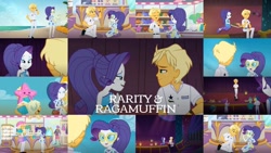 Size: 1280x721 | Tagged: safe, artist:quoterific, edit, edited screencap, editor:quoterific, imported from derpibooru, screencap, ragamuffin (equestria girls), rarity, equestria girls, equestria girls series, spring breakdown, spoiler:eqg series (season 2), collage, female, male, ragamuffin (g4), rarimuffin, shipping, straight