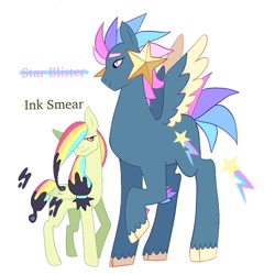 Size: 1024x1024 | Tagged: safe, artist:aztrial, imported from derpibooru, oc, oc:ink smear, oc:star blister, pegasus, ink, magical lesbian spawn, offspring, parent:fluttershy, parent:rainbow dash, parents:flutterdash, transgender