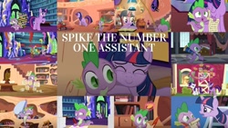 Size: 1280x721 | Tagged: safe, edit, edited screencap, editor:quoterific, imported from derpibooru, screencap, applejack, rarity, spike, twilight sparkle, alicorn, dragon, earth pony, pony, unicorn, a flurry of emotions, applejack's "day" off, baby cakes, every little thing she does, friendship is magic, lesson zero, once upon a zeppelin, owl's well that ends well, spike at your service, the crystal empire, collage, female, golden oaks library, male, twilight sparkle (alicorn), twilight's castle, unicorn twilight