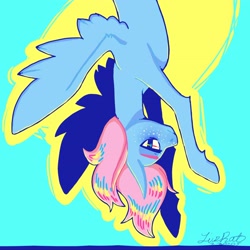 Size: 3152x3151 | Tagged: safe, artist:livzkat, imported from derpibooru, oc, oc only, oc:dipper, pegasus, pony, bright, hanging, my little pony, sad, solo