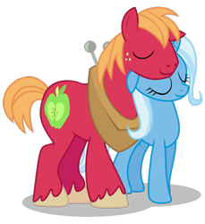 Size: 604x660 | Tagged: safe, artist:anarchemitis, imported from derpibooru, big macintosh, trixie, earth pony, pony, unicorn, cropped, female, male, mare, shipping, simple background, stallion, straight, transparent background, trixmac, vector