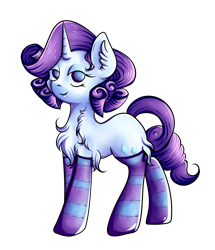 Size: 2378x2764 | Tagged: safe, artist:coco-drillo, imported from derpibooru, rarity, pony, unicorn, alternate hairstyle, bedroom eyes, chest fluff, clothes, ear fluff, horn, kneesocks, simple background, socks, solo, stockings, striped socks, thigh highs, transparent background