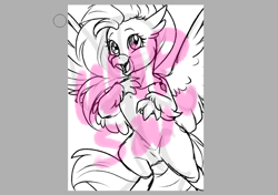 Size: 840x591 | Tagged: safe, artist:silentwolf-oficial, imported from derpibooru, silverstream, classical hippogriff, hippogriff, female, lineart, open mouth, smiling, solo, wip