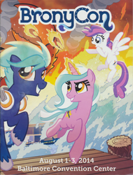 Size: 2494x3276 | Tagged: safe, artist:tonyfleecs, imported from derpibooru, oc, oc:blank canvas, oc:hoof beatz, oc:mane event, bronycon, bronycon 2014, bronycon 2014 con book, pier, water