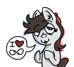 Size: 1198x1082 | Tagged: artist needed, safe, imported from ponybooru, oc, oc only, oc:ausdruck, earth pony, pony, /mlp/, beret, dialogue, female, hat, heart, simple background, solo, speech bubble, t:em/p/o, transparent background