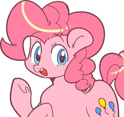 Size: 976x916 | Tagged: safe, artist:kkotnim__, imported from derpibooru, pinkie pie, earth pony, pony, cute, diapinkes, female, looking at you, mare, open mouth, simple background, solo, white background