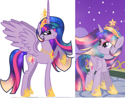 Size: 1500x1184 | Tagged: safe, artist:nightmarelunafan, imported from derpibooru, princess celestia, twilight sparkle, oc, oc:princess solar sparkle, alicorn, pony, fusion, twilight sparkle (alicorn)