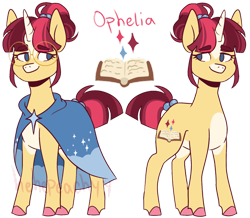 Size: 1280x1115 | Tagged: safe, artist:hehepeachyy, imported from derpibooru, oc, oc only, oc:ophelia, pony, unicorn, cloak, clothes, female, glasses, mare, offspring, pale belly, parent:sunburst, parent:twilight sparkle, parents:twiburst, simple background, solo, transparent background, watermark