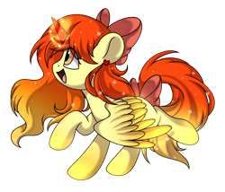 Size: 2400x2050 | Tagged: safe, artist:氢氢, imported from derpibooru, oc, oc only, oc:apple sheep, alicorn, pony, derpibooru community collaboration, 2021 community collab, alicornified, cute, female, glowing hooves, glowing horn, glowing mane, glowing wings, gradient mane, horn, light magic, magic, mare, race swap, raised hoof, red mane, simple background, solo, spread wings, transparent background, wings