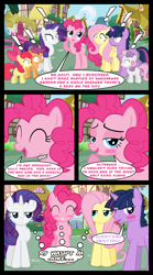 Size: 1280x2300 | Tagged: safe, artist:bigsnusnu, imported from derpibooru, apple bloom, fluttershy, pinkie pie, rarity, scootaloo, sweetie belle, twilight sparkle, earth pony, pegasus, unicorn, comic:dusk shine in pursuit of happiness, dusk shine, duskpie, female, flirting, flirty, half r63 shipping, implied cup cake, lesbian, male, rule 63, shipping, straight, twinkie