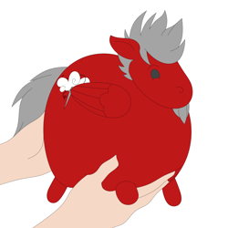 Size: 2200x2200 | Tagged: safe, artist:juani236, artist:kiwinthekiwi, imported from derpibooru, oc, oc only, oc:cloud weaver, pegasus, pony, chunk, cute, holding a pony, pegasus oc, solo, wings