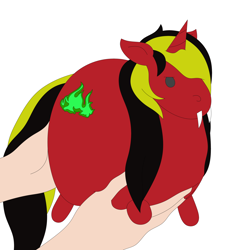 Size: 2200x2200 | Tagged: safe, artist:juani236, artist:kiwinthekiwi, imported from derpibooru, oc, oc only, oc:pynoka, pony, unicorn, vampire, chunk, cute, holding a pony, solo