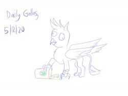 Size: 1280x960 | Tagged: safe, artist:horsesplease, imported from derpibooru, gallus, griffon, derp, doodle, gallus the rooster, gallusposting, green tea, ice, red cup, solo, spilled drink, starbucks