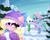 Size: 5000x4000 | Tagged: safe, artist:xsatanielx, imported from derpibooru, oc, oc only, oc:bay breeze, oc:silky strings, pegasus, pony, absurd resolution, advertisement, bipedal, bow, clothes, commission, female, rcf community, scarf, snow, snowball, snowpony, socks, wings, winter hat, winter outfit, ych result