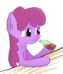 Size: 979x1150 | Tagged: safe, artist:lazymort, imported from derpibooru, berry punch, berryshine, pony, bar, berrytube, bottle, simple background, solo, white background