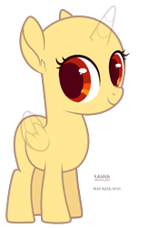 Size: 805x1232 | Tagged: safe, artist:teepew, imported from derpibooru, oc, oc only, alicorn, pony, alicorn oc, bald, base, eyelashes, female, filly, horn, signature, simple background, smiling, solo, transparent background, wings