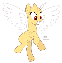 Size: 1602x1623 | Tagged: safe, artist:teepew, imported from derpibooru, oc, oc only, alicorn, pony, alicorn oc, bald, base, eyelashes, flying, gritted teeth, horn, looking down, scared, signature, simple background, solo, transparent background, underhoof, wings