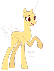 Size: 1271x1664 | Tagged: safe, artist:teepew, imported from derpibooru, oc, oc only, alicorn, pony, alicorn oc, bald, base, eyelashes, horn, open mouth, raised hoof, signature, simple background, smiling, solo, transparent background, wings